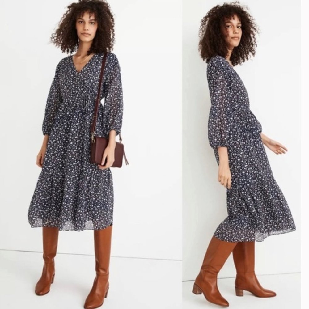 Madewell | Cute Tie-Waist Midi Dress in Harvest Vine
